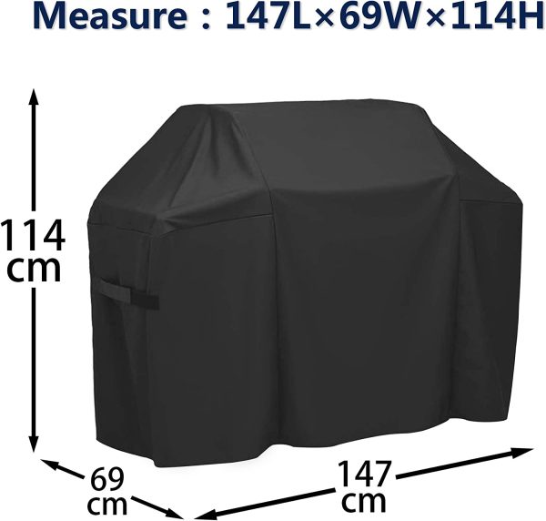 CAB55 BBQ Gas Grill Cover, Heavy Duty Waterproof 600D Polyester Fabric (147CM*69CM*114CM) A1 - Image 5