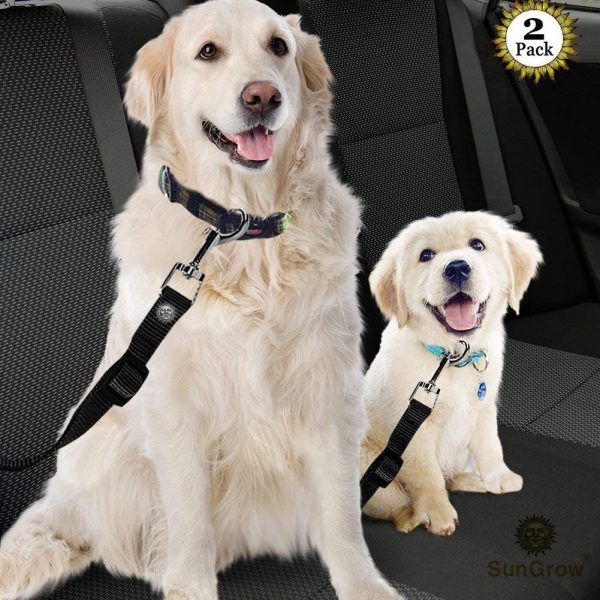 SunGrow Car Seat Belts for Dogs and Cats, Adjustable from 19-inches to 31-inches, Nylon Belt, Support All Cars, 2 Belts per Pack - Image 2