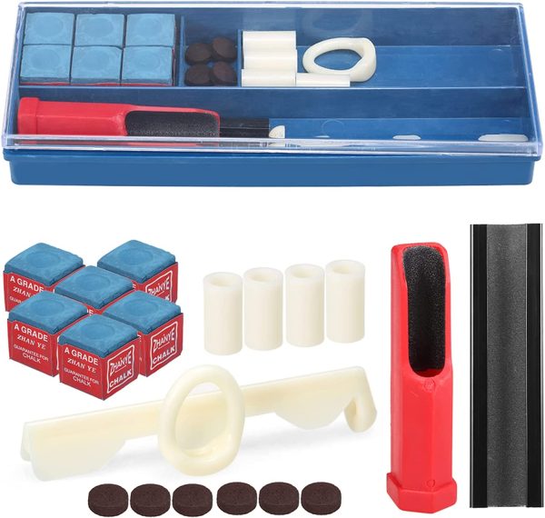 Daseey 20-in-1 Billiard Repair Kit Cue Tip Repair Tool Billiard Chalk Pool Cue Tips Cue Stick Ferrules Cue Tip Clamp Cue Tip Trimmer Included - Image 7