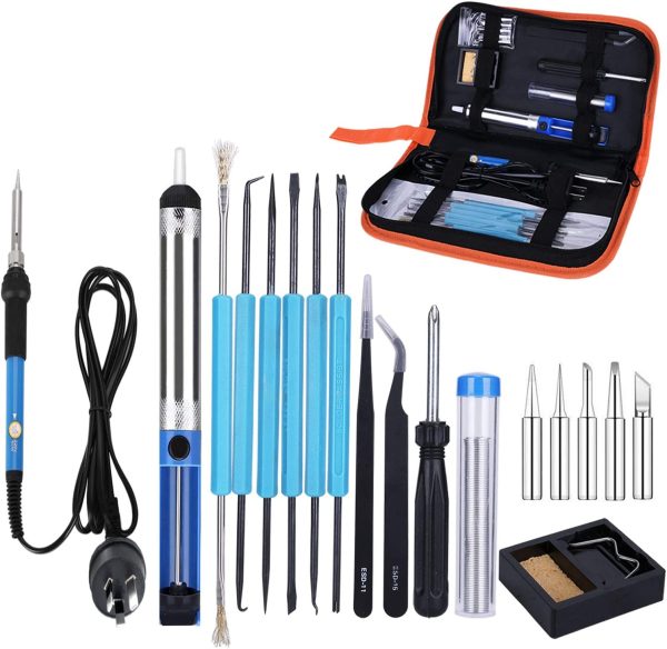 Slowton Electric Soldering Kit, Adjustable Temperature Soldering Iron with 5 Point Tool Carrying Box 2 Clamps for Different Basic Soldering Job (AU Plug) - Image 6