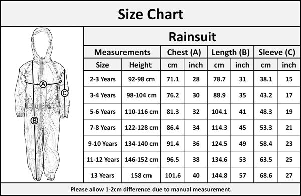 Girls Boys Raincoat Kids Puddle Suit All in One Waterproof Hooded Rainsuit - Image 4