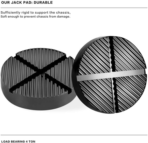 Jack Pad Cross Slotted Frame Rail Floor Jack Disk Rubber Pad for Pinch Weld Side Universal Jack Pad Adapter