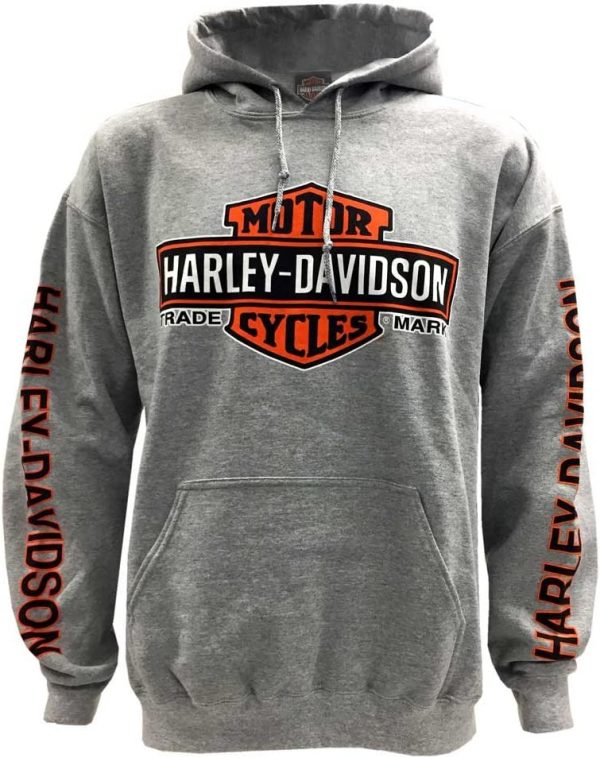 Harley-Davidson Men's Bar & Shield Logo Pullover Hooded Sweatshirt, Gray - Image 2