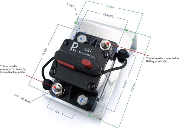 parts PTT 25 Amp / 12V- 48VDC Hi-Amp Circuit Breaker with Switch Manual Reset, Ignition Protected, 12V- 48V DC,Water proof,Water resistant