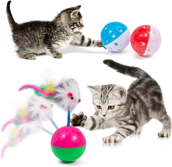 Cat Toys Kitten Toys 34pcs Assorted Cat Tunnel Catnip Fish Feather Teaser Wand Fish Fluffy Mouse Mice Balls and Bells Toys Storage Bag Set Kit Interactive cat Toys cat Feather Toy Mlorine - Image 4