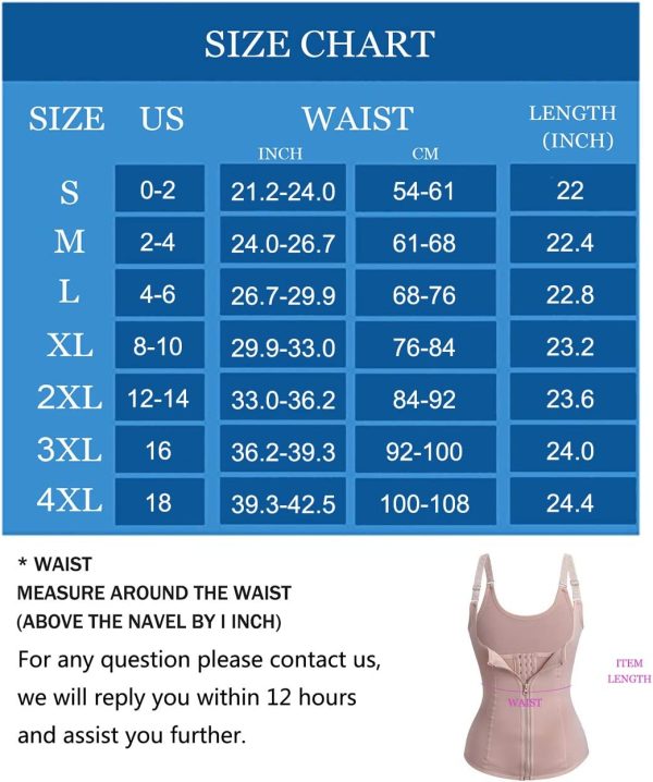 Junlan Women Waist Trainer Corset Zipper & Hook Body Shaper Workout Tank Tops Shapewear - Image 7