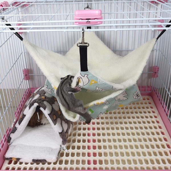 LEFTSTARER Pet Small Animal Hanging Hammock Ferret Bunkbed Hammock Cage Toy for Hamster Rat Sugar Glider Parrot Guinea Pig Hideout Play Sleep (Polar Bear) - Image 5