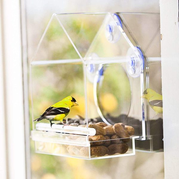 ValueHall Window Bird Feeder Window Bird House Crystal Clear Acrylic with Removable Tray Drain Holes and 4 Strong Extra Suction Cups for Wild Birds, Finch, Cardinal and Bluebirds V7D07 - Image 5