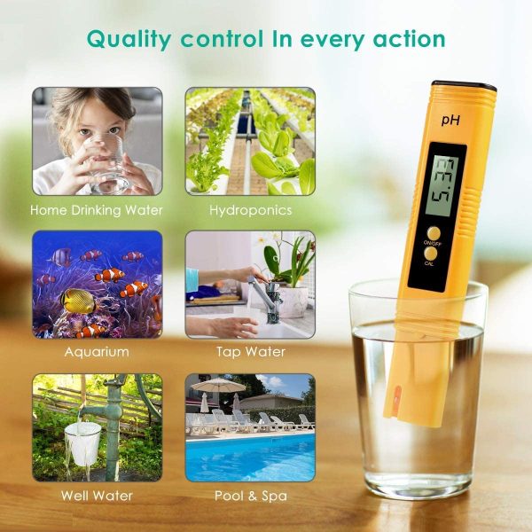 Digital PH Meter Tester, Water Testing Kit, Water Tester 0-14.00 PH, Resolution for Domestic Drinking Water, Hydroponics, Aquariums, Swimming Pools (3 Powder PH Buffer Packages) - Image 6