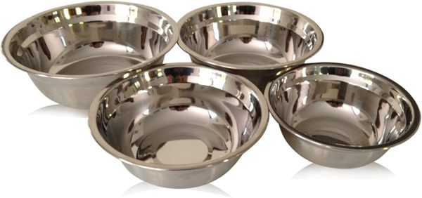 Stainless Steel Metal Mixing Bowl Set, 4 Metal Prep Bowls. Dishwasher Safe. - Image 4