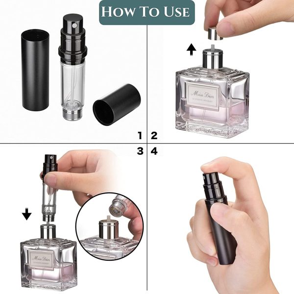 BRARIOS Refillable Portable Mini Perfume Atomizer for Travel, 5ml Luxury Empty Leakproof Pump Perfume Spray bottle Atomizer for Man and Woman (J-Grey) - Image 2