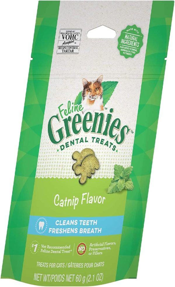 Greenies Feline Dental Cat Treat Catnip Flavour, Adult, 60G Bag, One Size (1-60 g (Pack of 1))