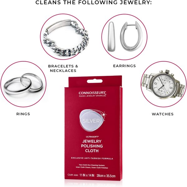 CONNOISSEURS Ultrasoft? Silver Jewelry Polishing Cloth with Tarnish Control ?C Transforms Silver Jewelry from Dull to Dazzling - Image 4