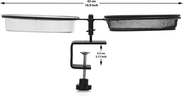 KONACO Bird Feeder and Bath - Heavy Duty Steel Patio Deck Mounted Feeding Station Bowl Spa with Detachable and Adjustable Clamp-on Design - Complete with Dual Use Seed Scoop - Image 4