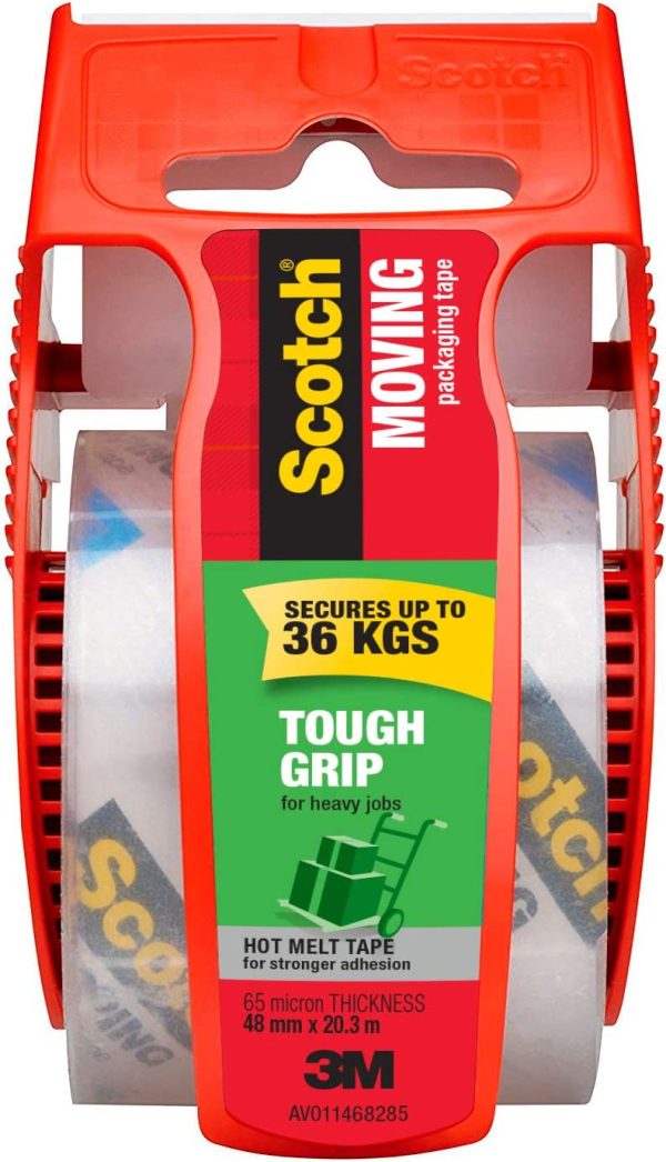 Scotch 150-AU Tough Grip Moving Packaging Tape, 48mm x 20.3m, Packs 150