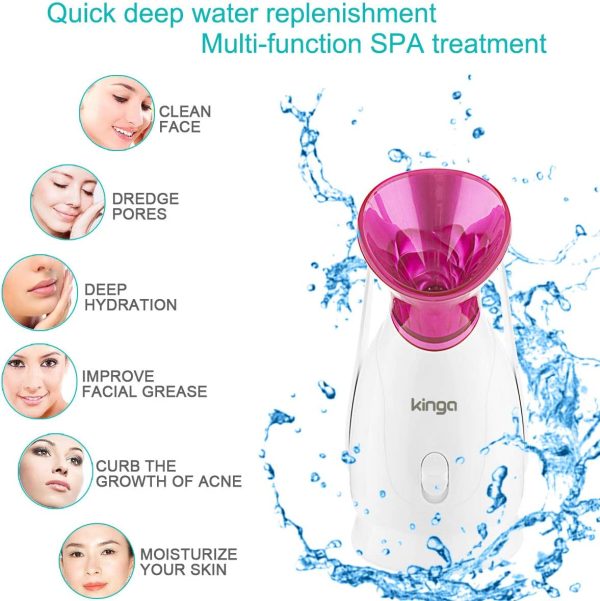 Facial Steamer-KINGA Face Steamer Hot Mist Steam Nano Ionic Home Facial Sauna Spa Skin Deep Moisturizing Opening Facial Pores Deep Cleansing AU Adapter Included - Image 2