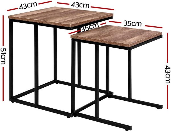 Side Table, Space-Saving Nesting CoffeeTable, Industrial Sofa End Table for Living Room Bedroom - Image 4