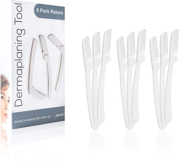 Dermaplaning Tool (9 Count) - Practical Eyebrow, Face and Peach Fuzz Hair Removal Razors for Women (9 Count) ?C Helps Exfoliate and Smooth The Skin - Easy to Use Dermaplane Blades for a Flawless Look