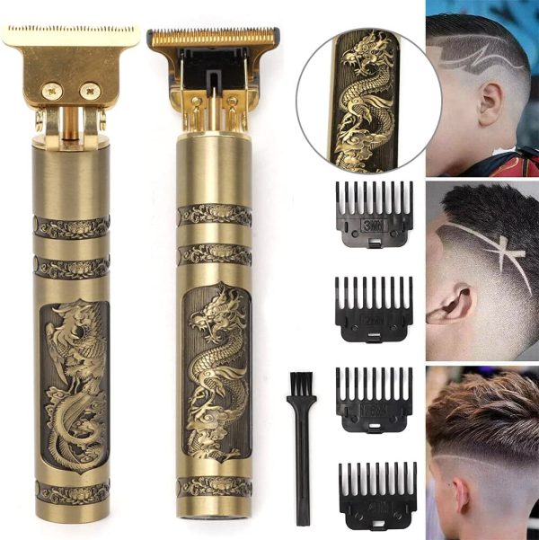 Hair Clippers Professional Electric Haircut Kit for Men Zero Gapped Beard Trimmer Cordless Rechargeable T-Bladed Outliner Grooming 1.5/2/3/4 mm Baldheaded Clipper (Gold) - Image 2