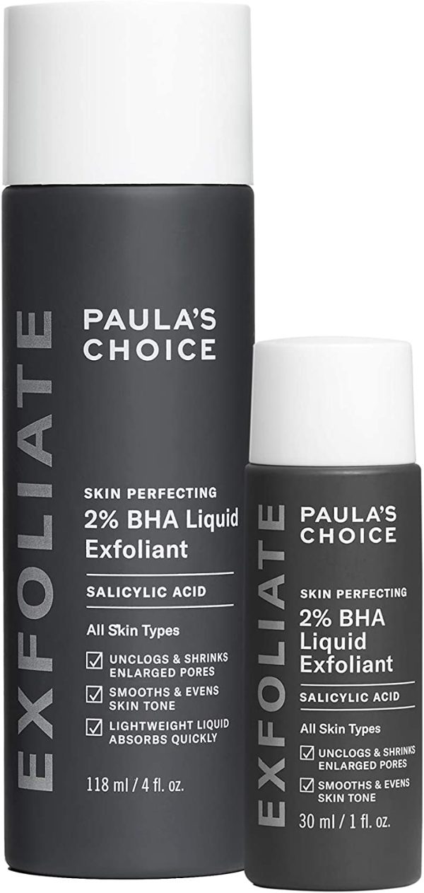 Paula's Choice Skin Perfecting 2% BHA Liquid Salicylic Acid Exfoliant Duo, Gentle Exfoliator for Blackheads, Large Pores, Wrinkles & Fine Lines, Includes 1 Full Size Bottle & 1 Travel Size Bottle - Image 5