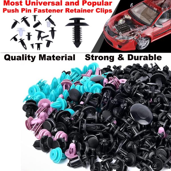 FOUNDCOOL 725pcs Nylon Universal Car Fasteners Clips Push Pins Rivets Retainer Replacement Screws Kit Set For Cars Trucks SUVs Bumper Door Fender Engine Cover Shield Trim Panel With 23 Most Popular Sizes Cable Ties Removal Remover Tools - Image 4