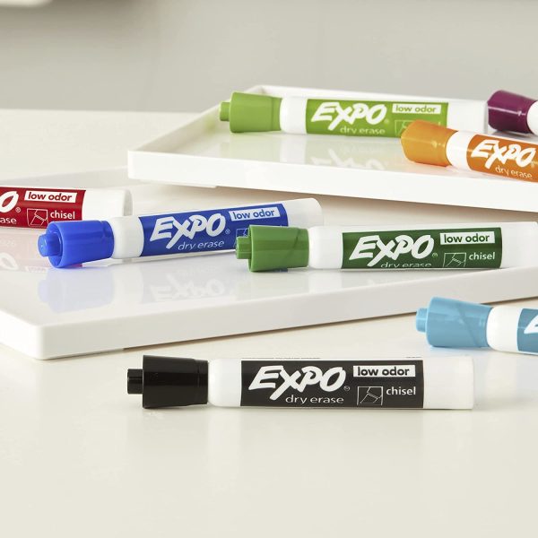 EXPO Dry Erase Marker Starter Set, Chisel Tip, Assorted, Whiteboard Eraser, Cleaning Spray, 6 Count