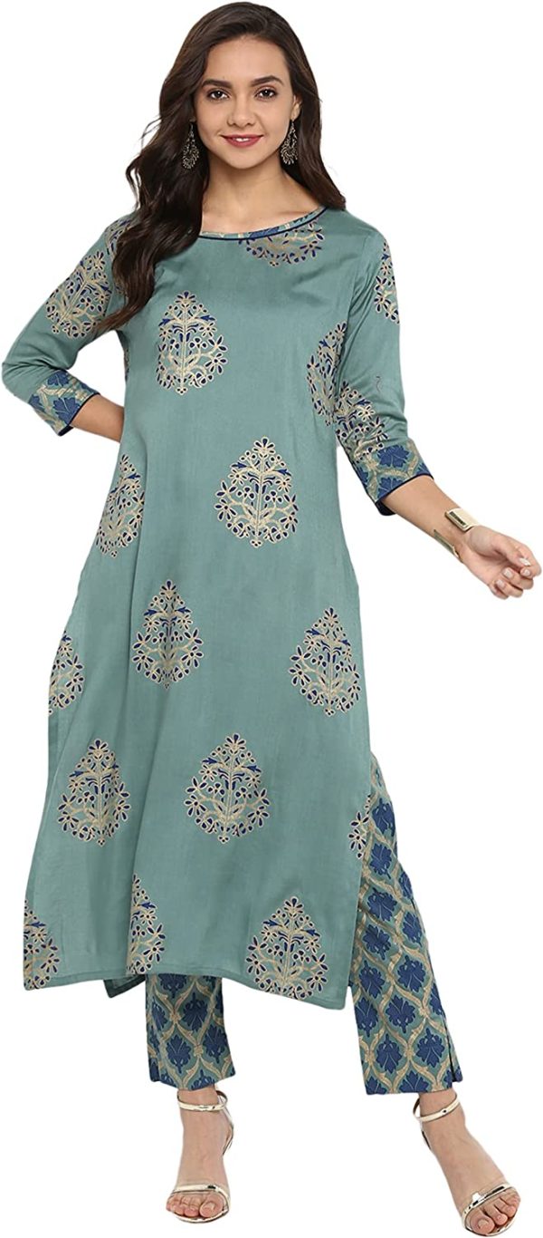 Janasya Indian Tunic Tops Rayon Kurti Set for Women - Image 4