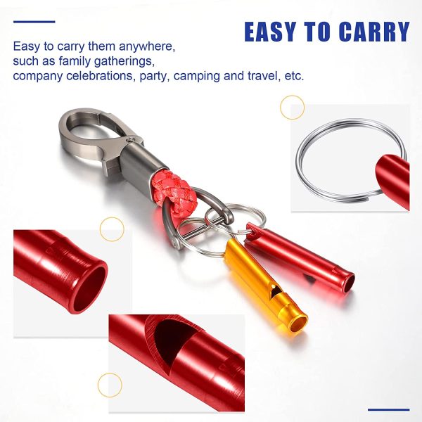 Set of 105 Aluminum Emergency Whistle with Keychain Safety Survival Whistle Sturdy Light Whistle Keychain Whistle Key Ring Loud Sound Camping Signal Whistles for Women Defense Hiking Alarm, 7 Colors - Image 4