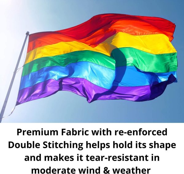 Rainbow Gay Pride Flag. Robust Full Size 5ft x 3ft. MJB Inspired ? Polyester Pride Flag is Suitable for Indoor or Outdoor use. Display Your Pride in who You are. - Image 2