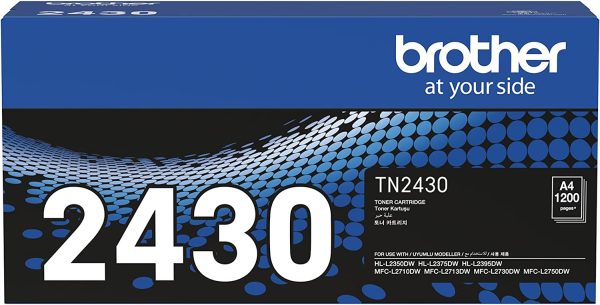 Brother Genuine TN2430 Black Toner Cartridge, Up to 1200 Pages (TN-2430) for Use with: HL-L2350DW, HL-L2375DW, HL-2395DW, MFC-L2710DW, MFC-2713DW, MFC-2730DW, MFC-2750DW