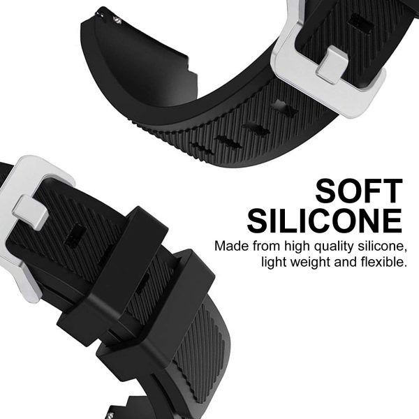 Sport Band Strap for Samsung Galaxy Watch 3 45mm / Samsung Gear S3 Frontier Classic, 22mm Soft Silicone Metal Buckle Replacement Bands Sports for Galaxy Watch 46mm - Black - Image 5