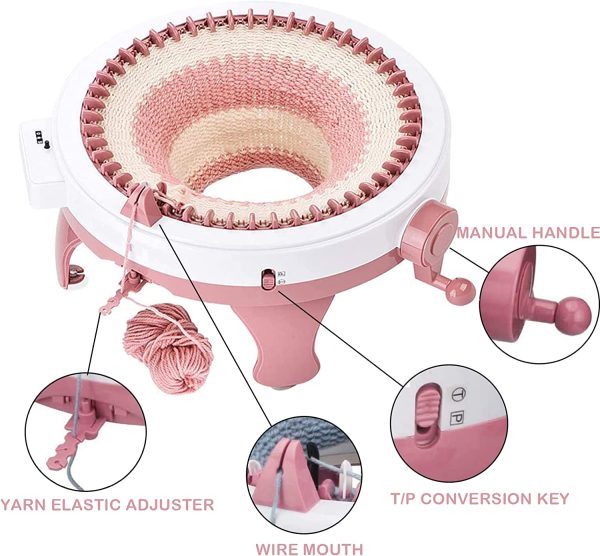 InMalla 48 Needles Knitting Machine, DIY Knitting Board Rotating Double Loom Smart Weaving Loom Round Knitting Machines for Adults and Kids - Image 4