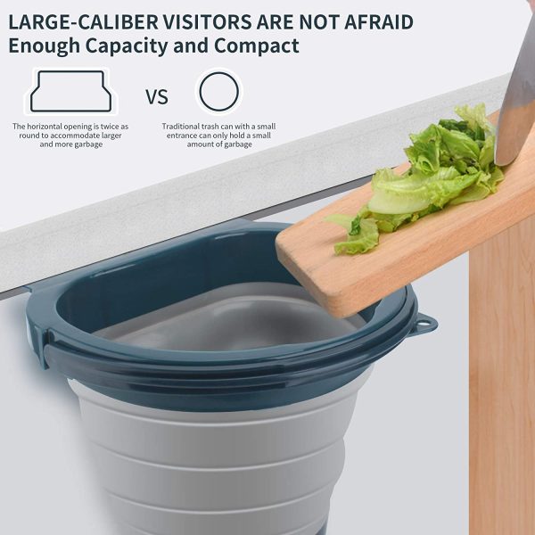 Eleganted Kitchen Hanging Trash Can 4L Folding Trash Can for Kitchen Cabinet Door (Gray) - Image 5