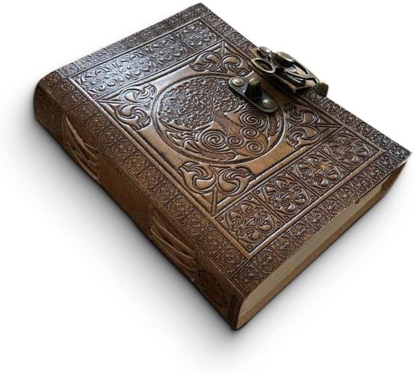 Leather Journal Handmade by DreamKeeper - Celtic Embossed Travel Journal - Original Antique Tree of Life Design - Plain Paper Notepad - Beautifully Crafted Note Book to Gift Or Share Life's Adventures - Image 3