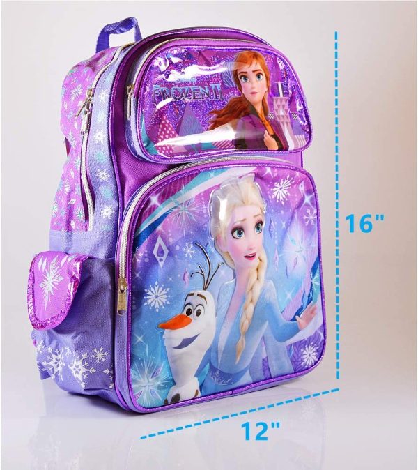 Disney Frozen 2 Elsa & Anna Kids Backpack 16" Large Bag- 19214, Blue, One_Size - Image 2