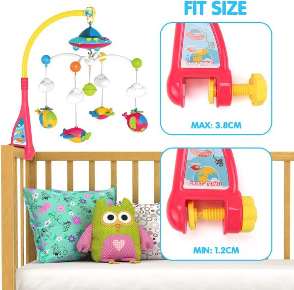 REMOKING Musical Cot Mobiles,Crib Toy Baby Toys 0-6-9-12 Months,Moon & Stars Projection & Airplane Rattles for Infant,Remote Control Music Box W/ 108 Melodies,Sensory Toy Newborn Baby Girl Boy - Image 4