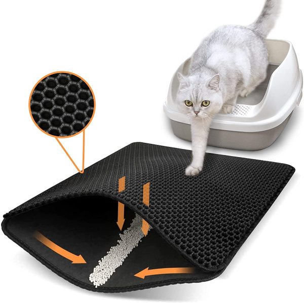 Ycozy Cat Litter Mat Large 60 X 45cm Kitty Litter Trapping Mat for Litter Box - Honeycomb Black Hole Design - Waterproof, Urine Proof Trapper - Scatter Control, Easy Clean Rug for Litter Tray - Image 2