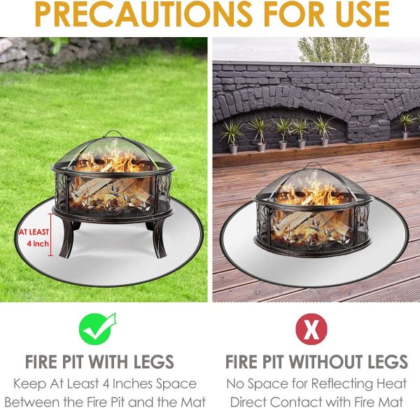 Fire Pit Mat Round 36'', Fireproof Pad Heat Deflector Floor Protective Mat 2 Layers Fire Resistant for Chiminea for Garden, Under Outdoor Grill, Outdoor Fire Pits, Garden, Patio, Bonfires - Image 5