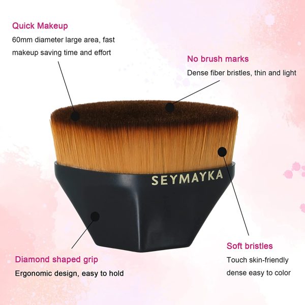 SEYMAYKA ? Dream Beauty Professional Kabuki Makeup Brushes for Foundation Brush ?C Liquid, Powder or Creams (Black) - Image 3