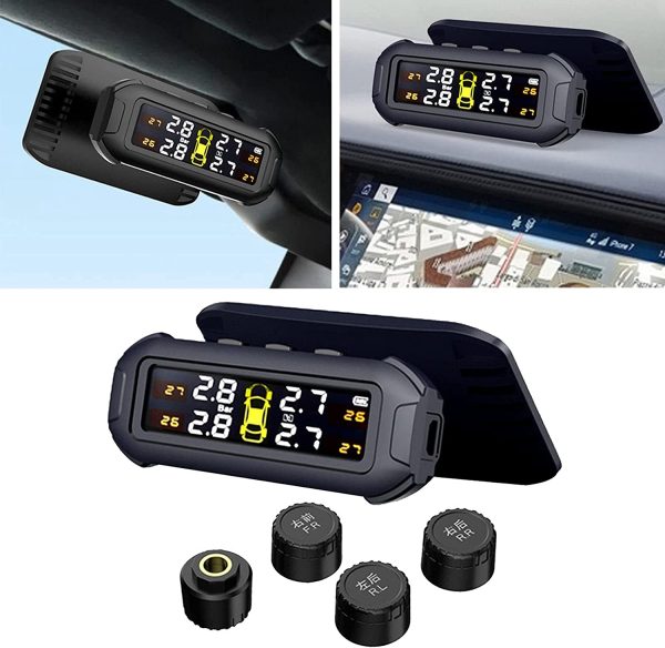 Tpms Solar Car Tire Pressure Monitoring System with 4 External Sensors, IP67 Waterproof Car Tyre Pressure Monitoring System Kit - Image 8