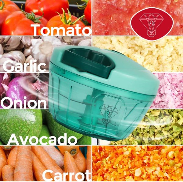 Premium Vegetable Chopper Slicer Powerful Easy Pull Vegetable Cutter Hand Held Processor/Blender for Onion Tomato All Veggies & Fruits Design Made from Stainless Steel. - Image 7