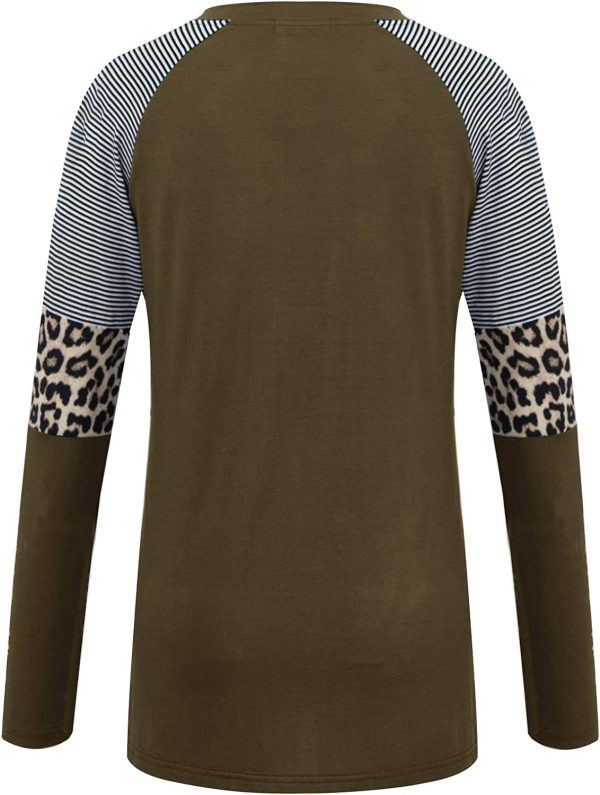 Smallshow Women's Nursing Shirt Top Leopard Block Patchwork Breastfeeding Clothes - Image 3