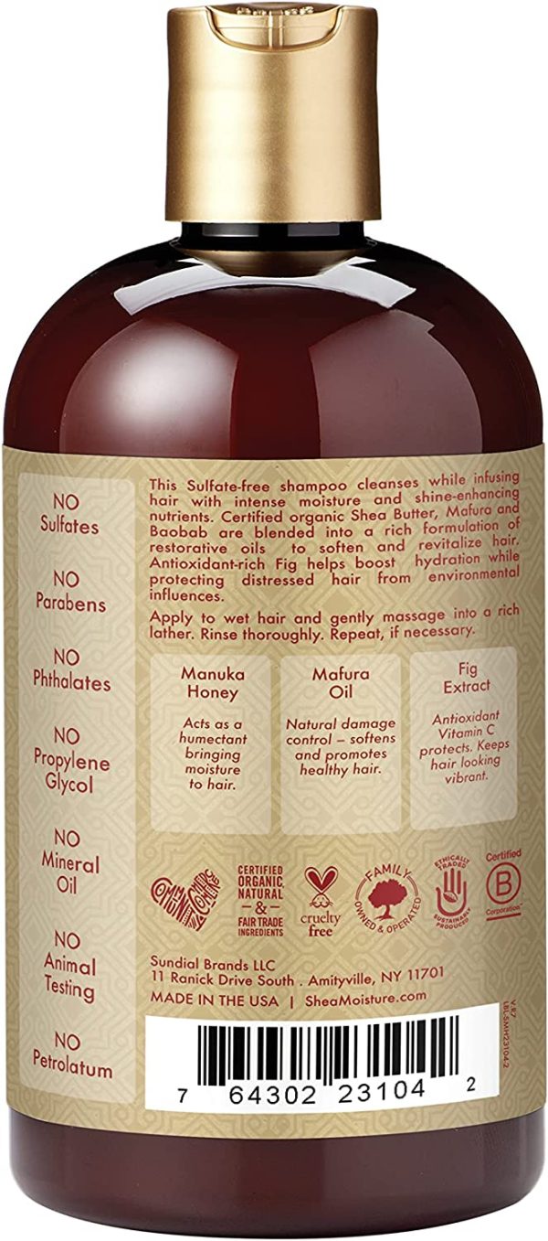 SHEA MOISTURE Manuka Honey and Marfura Oil Intensive Hydration Shampoo, 384 ml, 13 oz (U-HC-12180) - Image 2