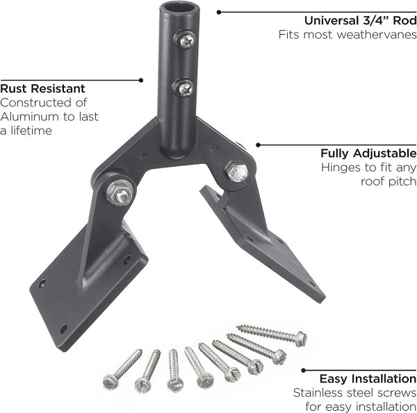 Good Directions 401AL Adjustable Aluminum Weathervane Roof Mount, Black