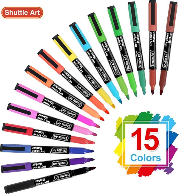 Dry Erase Markers,  15 Colors Magnetic Whiteboard Markers with Erase,Fine Point Dry Erase Markers Perfect For Writing on Whiteboards, Dry-Erase Boards,Mirrors for School Office Home - Image 2