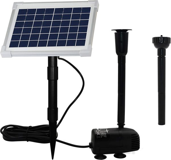 ECO-WORTHY Solar Fountain Water Pump Kit, 124 GPH Brushless Submersible Powered Pump with 5 W Solar Panel for Bird Bath, Small Pond, Garden Decoration, Pool, Patio, Lawn. - Image 5