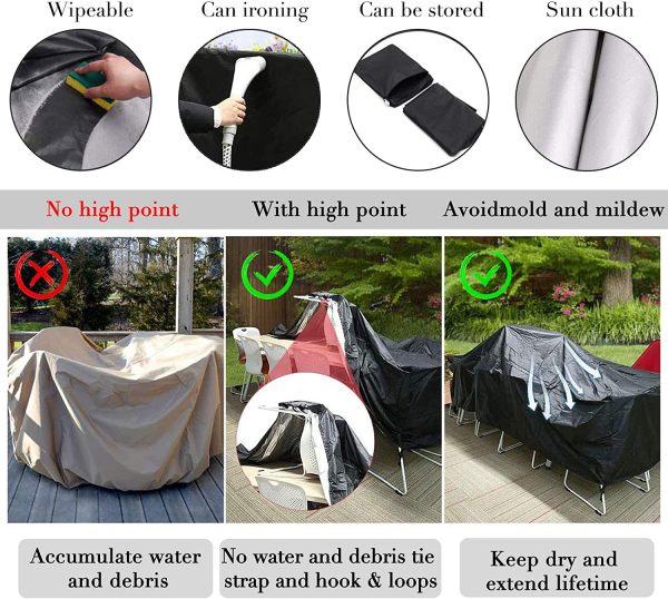 Outdoor Patio Furniture Covers, Outdoor Table and Chair Set Covers Waterproof, Outdoor Sectional Sofa Set Covers, Rain Snow Dust Wind-Proof, Tear-Resistant, UV Resistant, Water Resistant (106x70x35 inches) - Image 3