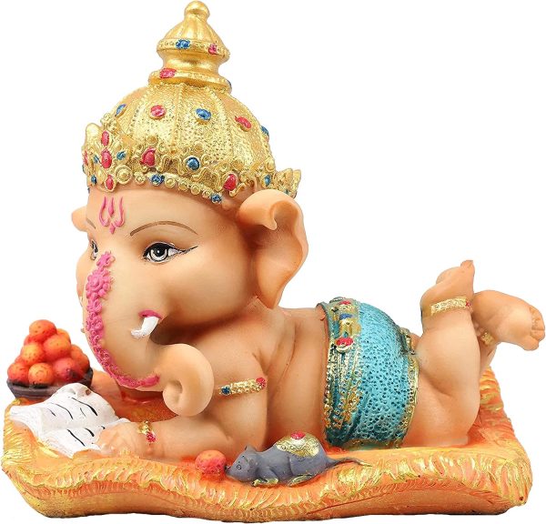 Tied Ribbons Ganesh Idol for Home d??cor - Decorative Ganesha Statue for Home Decoration Handmade Figurine(16 cm X 12.9 cm) - Image 4