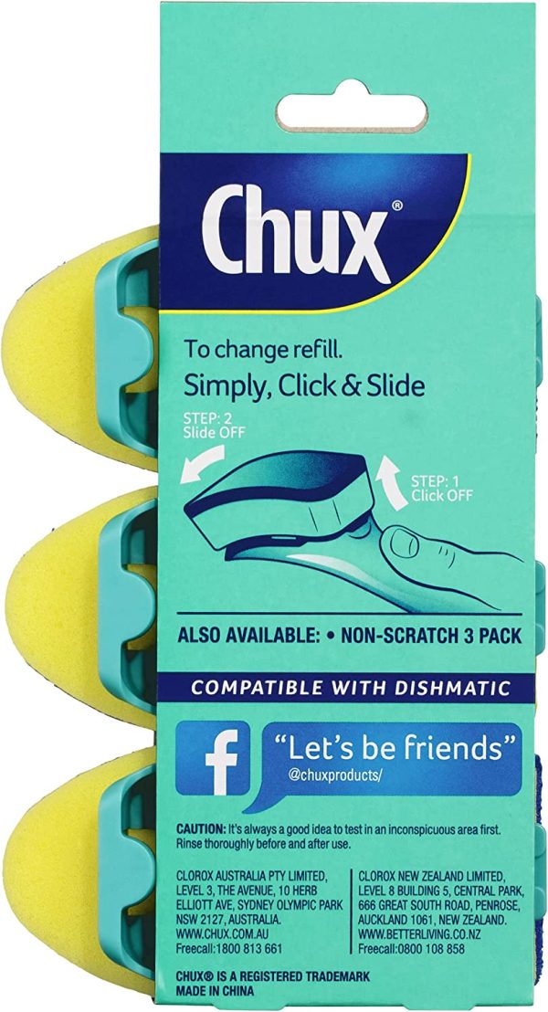 Chux Dishwand Sponge Scourer Refill, Non-Scratch, 6 Count