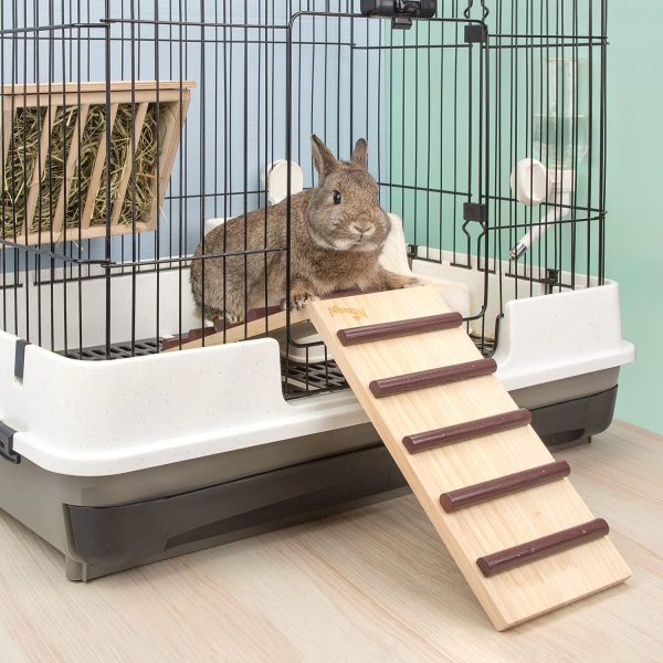 Niteangel Wooden Cage Bridge for Rabbits, Guinea Pigs and Chinchilla, Large Size (Round Stairs) - Image 5